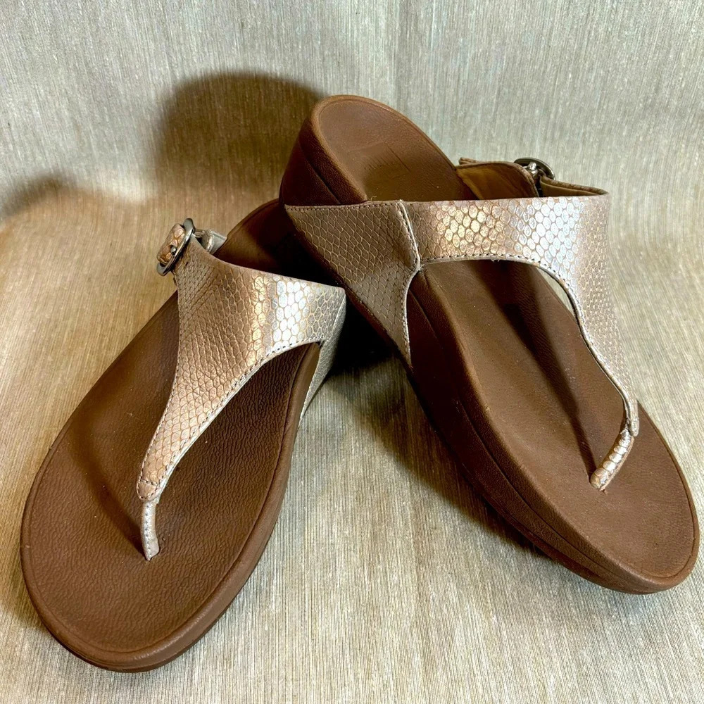 FITFLOP Sz 5 Front Toe Post Flip Flop Style Platform Slip On Slides  Sandals